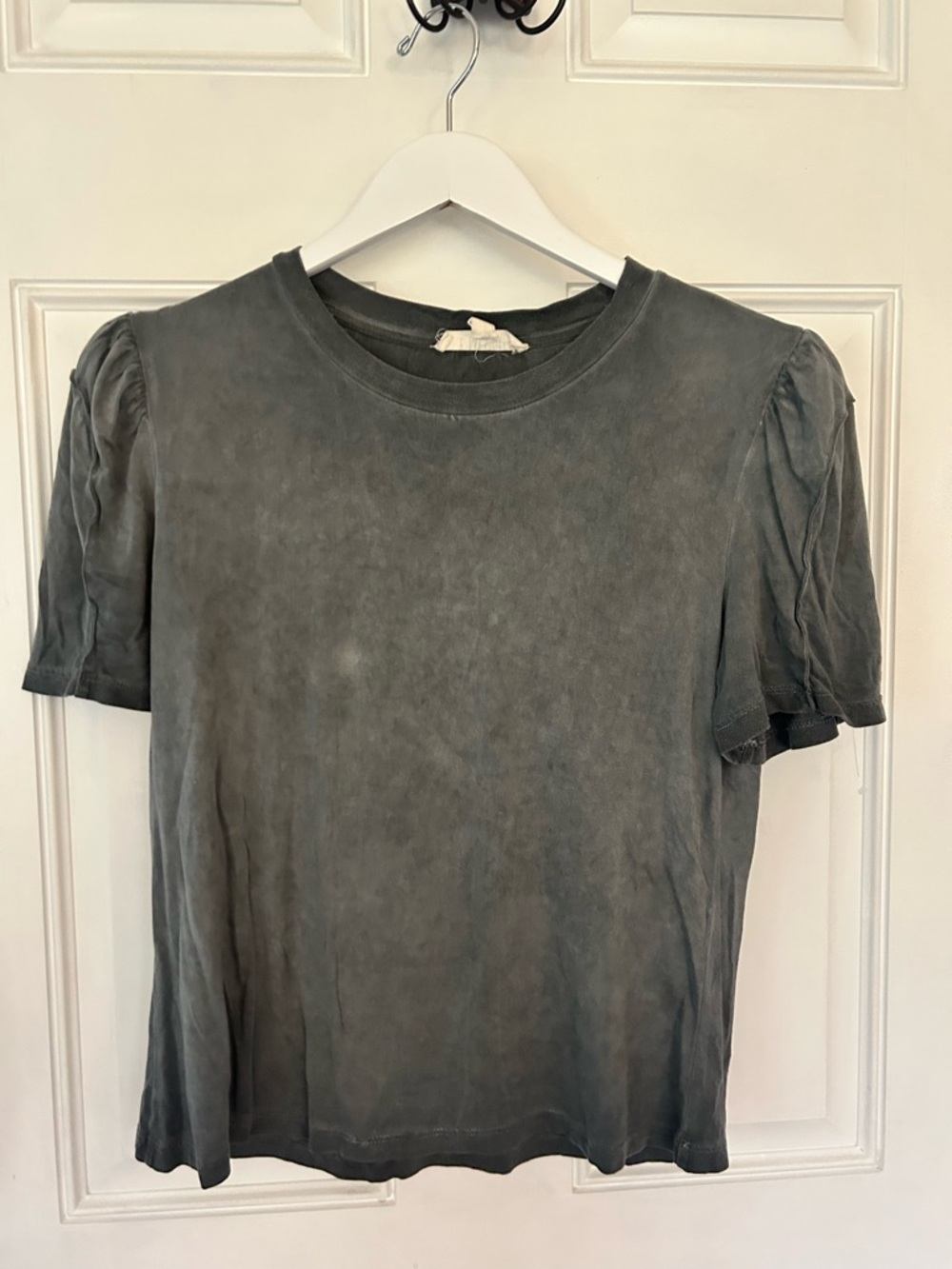 Puff Sleeve Crewneck Tee - Washed Charcoal